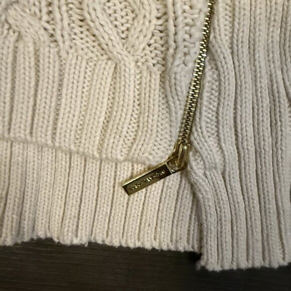 Michael Kors White Chunky Cable Knit Ribbed Long Sleeve Pullover Sweater - Picture 3 of 6